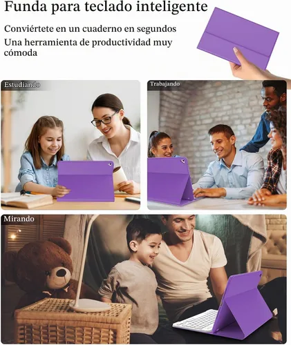 Vista 5 de Funda con teclado para iPad de 9ª generación 2021 de 10.2 pulgadas, teclado inalámbrico recargable desmontable para iPad de 8ª/7ª generación Sin