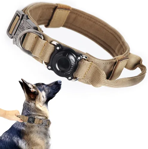 Vista 22 de Collar táctico para perro, ajustable, militar, de nailon, con asa de control y hebilla de metal resistente para perros medianos y grandes (negro, S)
