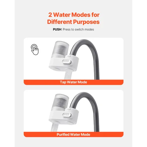 Vista 5 de Happybuy Filtro de agua para grifo: purificador vertical con filtro de carbono, se adapta a la mayoría de grifos de fregadero, elimina el cloro