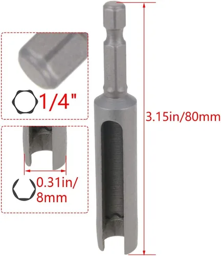 Vista 4 de Auniwaig 1/4" de cambio rápido 0.31" tuerca destornillador hexagonal broca ranurada broca herramienta 3.15" longitud 1pcs