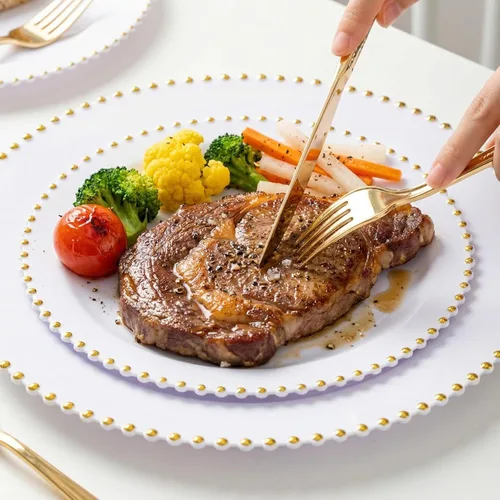 Vista 8 de Supernal 300 tenedores de plástico dorado, tenedores martillados desechables, cubiertos pesados de primera calidad pulidos, perfectos para fiestas