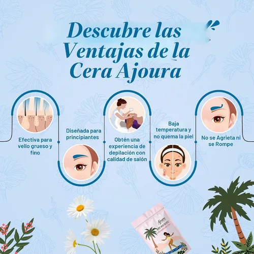 Vista 5 de Ajoura Cuentas de cera dura de 1 libra para depilación, granos de cera de Azul - 1LB