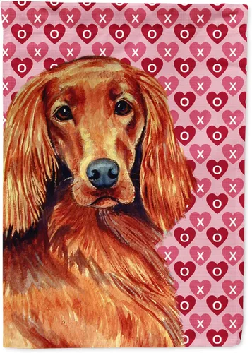 Vista 261 de Caroline's Treasures SS4484GF Bandera de jardín con diseño de bulldog inglés y corazones para el Día de San Valentín, bandera decorativa para patio