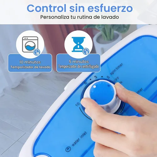Vista 4 de ARLIME Mini lavadora y secadora, mini lavadora de lavandería de 5.5 libras Azul