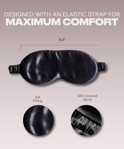 Vista 6 de Máscara de seda para dormir para mujeres y hombres, máscara de ojos de seda para dormir, vendaje de ojos, cubiertas para los ojos, paquete de 2