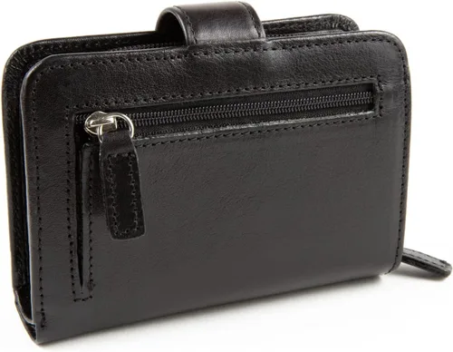Vista 4 de WalletBe Cartera RFID de acordeón de cuero para mujer con monedero Negro - contemporáneo