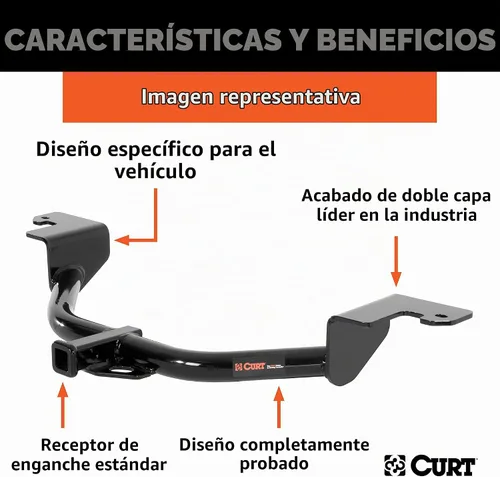 Vista 3 de Enganche para remolque clase 1 con pasadores y presillas, de CURT 11282