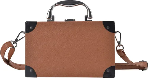 Vista 3 de QZUnique Bolso de hombro en forma de cinta con grabador de radio PU Crossbody bolso de noche retro para mujer, bolso de mano