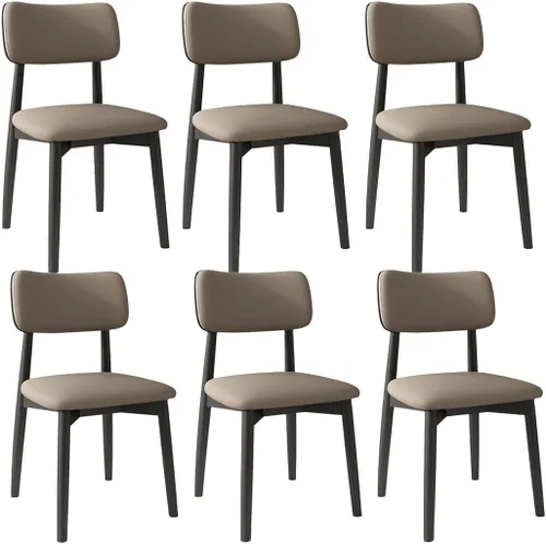 Vista 20 de YVYKFZD Solid Wood Dining Chairs, Kitchen Chairs Set with Curved Backrest, Leather Upholstered Dining Room Chair, Armless Living Room Chair, for