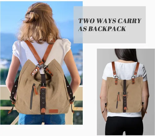 Vista 6 de SHANGRI-LA - Bolso de mano para mujer, estilo informal, para escuela, mochila convertible.
