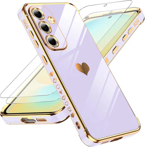 Vista 160 de LeYi Funda para Motorola-G 2025: Love Heart Plating Luxury, Negro