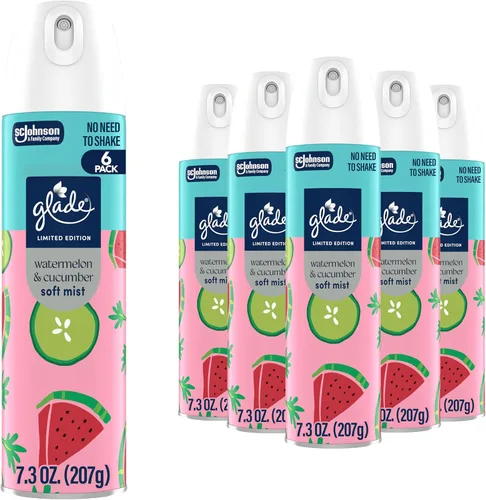 Vista 10 de Glade Odor Fighting Soft Mist Ambientador en aerosol, agua de coco y hierba de playa, 7.3 onzas, 6