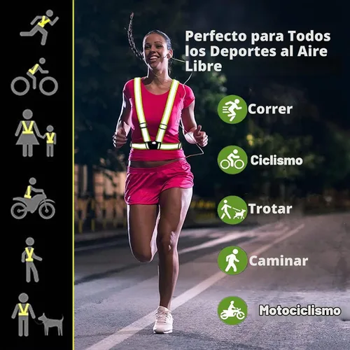 Vista 5 de Reflective Running Gear Reflective Vest & Reflective Armband & Reflective Belt 3 Pcs Set, High Visibility Reflective Gear Night Cycling Walking