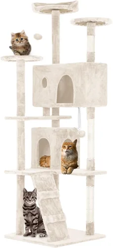 Vista 20 de FDW Torre de árbol para gatos de 54 pulgadas Ceniciento Centro de Ashy