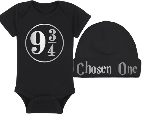 Vista 68 de Sombrero de bebé Wizard - Chosen One (tela negra - diseño dorado)