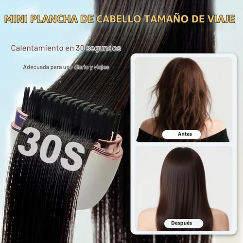 Vista 3 de Mini alisadora de pelo, alisadora de pelo de viaje, mini alisadora inalámbrica recargable con dos ajustes de temperatura, calentamiento rápido