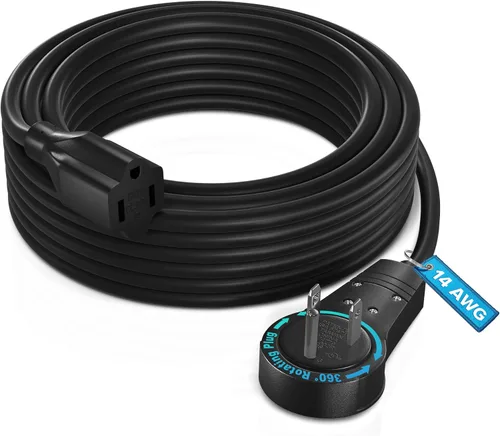 Vista 10 de Maximm - Cable de extensión de 0.15 m con enchufe plano giratorio de 360°, cable de alimentación a tierra de 3 puntas, certificado UL, 13A 125V Negro