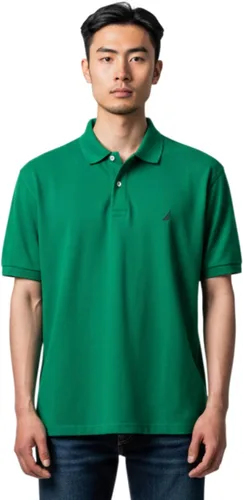 Vista 7 de Nautica playera polo clásica de mangas cortas, color sólido, para hombre Azul (Angel Blue)