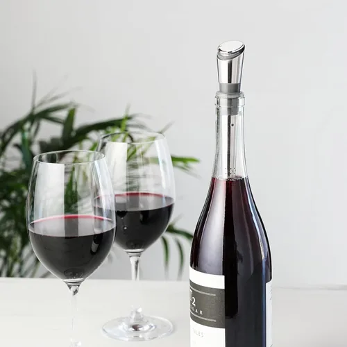 Vista 5 de Host Filtro de vino con tapón, purificador de vino de acero inoxidable para eliminar histaminas, sulfitos y suavizar taninos, incluye tapón