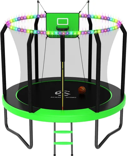 Vista 18 de Trampolín al aire libre con red para niños de 10 pies, 12 pies, 14 pies Negro
