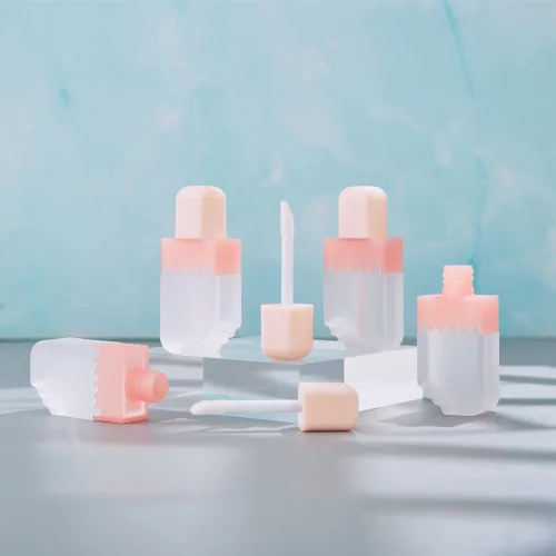 Vista 4 de Lasenersm 4 tubos de brillo de labios en forma de helado rosa, contenedores reutilizables de 0.2 fl oz (0.2 fl oz)