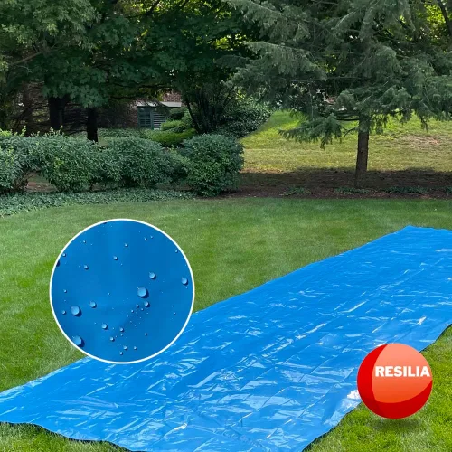Vista 3 de RESILIA - Tobogán acuático de césped súper deslizante XXL, 30 pies de largo x 8 pies de ancho, para adultos y adolescentes, color azul polvo
