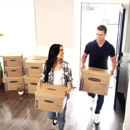Vista 8 de Bankers Box SmoothMove cajas de cartón básicas para mudanza, Marrón S