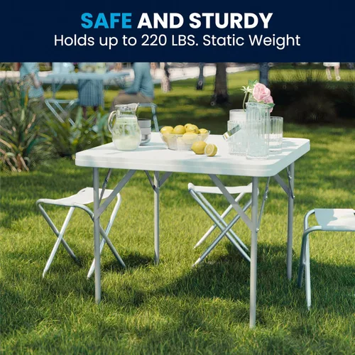 Vista 21 de Flash Furniture Mesas cuadradas de plástico plegables para eventos, juego de 12, color blanco granito
