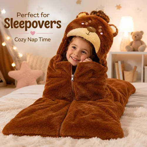 Vista 3 de Saco de dormir para niños, sacos de dormir de animales para niños, niños y niñas. Almohada suave, tapete para la siesta, hora de la siesta