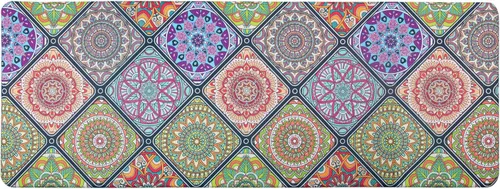 Vista 9 de QIYI Tapetes de cocina bohemios antifatiga, 2 piezas acolchadas, impermeables, cómodas, accesorios de cocina, decoración de interiores con mandala
