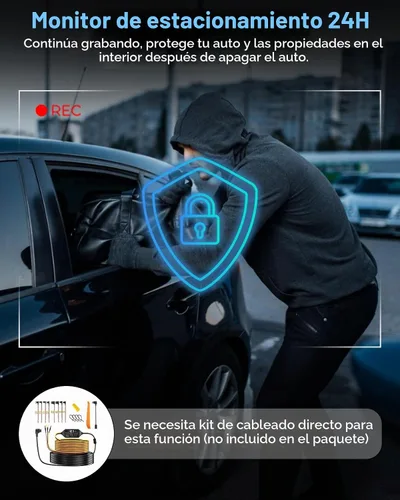 Vista 5 de Dash Cam frontal y trasera interior de 3 canales, cámara de tablero 1080P con tarjeta de 64 GB