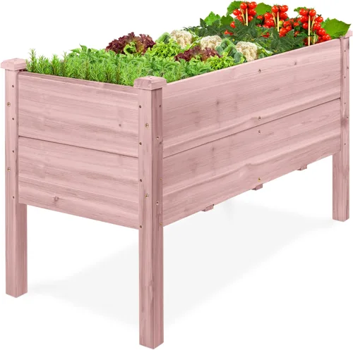 Vista 8 de Best Choice Products Cama de jardín elevada de 48 x 24 x 30 pulgadas con profundidad extra profunda de 16 pulgadas, soporte para maceta de madera