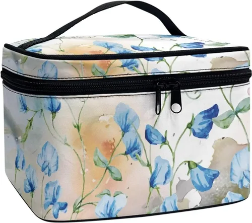 Vista 14 de Flashideas Bolsa de maquillaje para cosméticos Almacenamiento vertical Bolsa de maquillaje de viaje de gran capacidad, Caballo Azteca 1