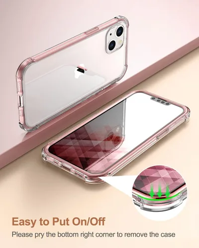 Vista 5 de SURITCH Funda compatible con iPhone 13 de 6.1 pulgadas 360 grados transparente a prueba de golpes de silicona a prueba de golpes [ultra híbrida]