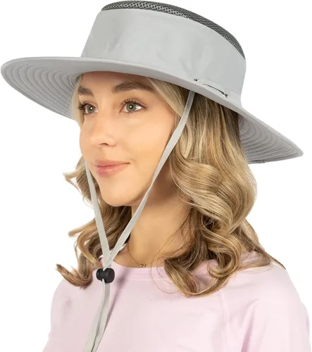 Vista 9 de SUN CUBE Sombrero de ala ancha para hombres y mujeres, protección solar UV, sombrero de safari para senderismo