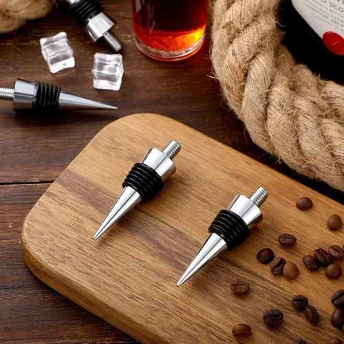 Vista 4 de Honeydak 6 tapones de acero inoxidable para botellas de vino, corchos