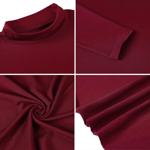 Vista 5 de nine bull Camisetas térmicas casuales para hombre, manga larga, ajustadas, básicas, suaves, ligeras, cuello alto