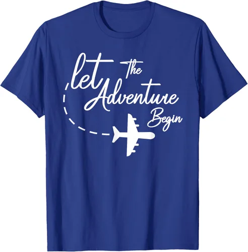 Vista 20 de Let The Adventure Begin - Camiseta inspiradora en modo de viaje en avión, Negro, S