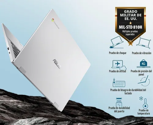 Vista 5 de ASUS Chromebook 14" FHD portátil, Intel Celeron N4500, 4 GB de RAM, 128 GB (64 GB eMMC+tarjeta SD de 64 GB), antirreflejo, resistente, hogar