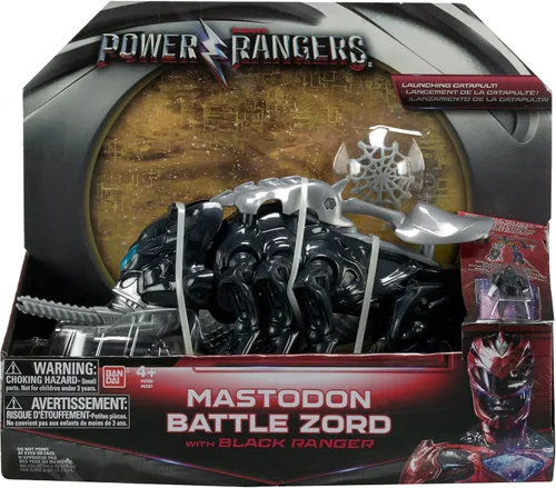 Vista 5 de Power Rangers Movie Mastodon Battle Zord con figura de Ranger Negro – Juguetes de acción Megazord – Catapulta funcional – Black Ranger encaja