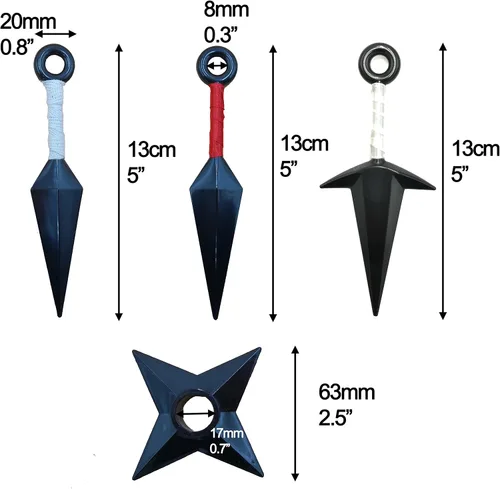 Vista 3 de BMARLF Ninja Cosplay Kunai - Juego de 10 piezas de accesorios de plástico Ninja