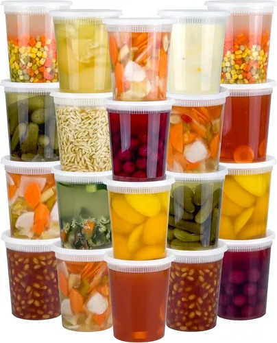Vista 8 de Dipoo 60 juegos (120 piezas) recipientes Deli con tapas de 8 oz, recipientes de plástico herméticos, a prueba de fugas y sin BPA para llevar