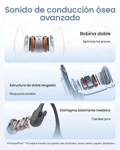 Vista 6 de SHOKZ OpenRun Air 2 Mini Bone Conduction Auriculares Bluetooth de oreja Negro
