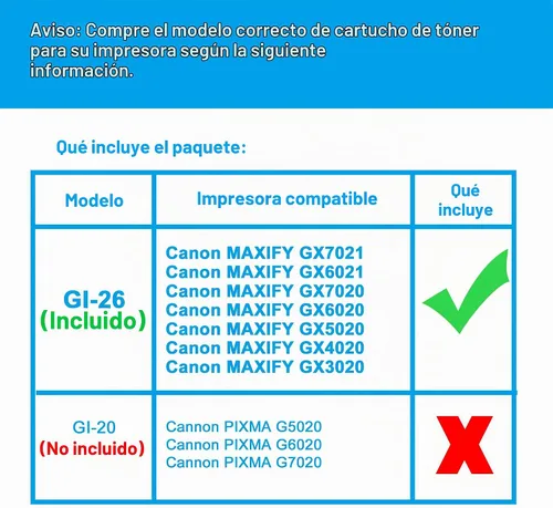Vista 2 de LCL GI-26 GI26 Botellas de tinta negra de repuesto para botellas de repuesto de tinta Canon 26 GI26 GI-26 compatibles con impresora Canon MAXIFY