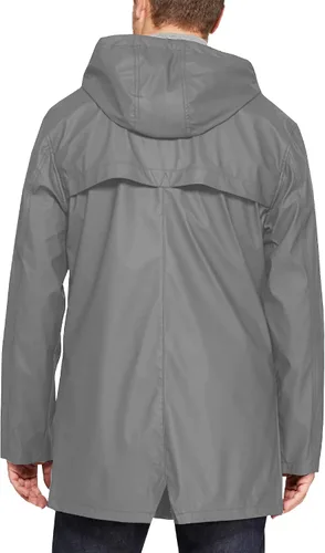 Vista 2 de COOFANDY Chaqueta impermeable para hombre con capucha, ligera, plegable, larga para exteriores