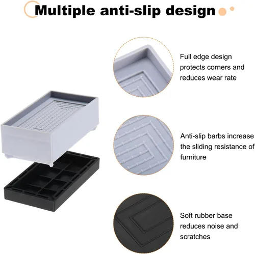 Vista 4 de uxcell Paquete de 4 elevadores rectangulares para cama, borde completo, resistentes y ajustables, de 1.6 pulgadas, para cama, sofá, mesa y sofá