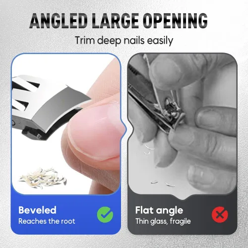 Vista 5 de Cortaúñas inclinadas de apertura ancha 2026 – Antisalpicaduras para hombres y mujeres, uñas gruesas y encarnadas (negro)