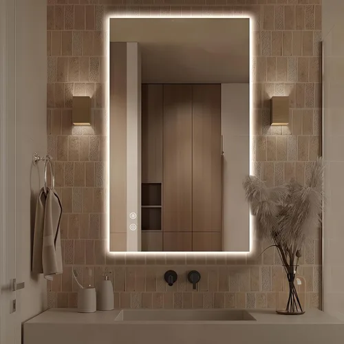 Vista 12 de Niccy Espejo LED de baño, 32"x20" pulgadas, rectangular, espejos de tocador para montar en la pared, con marco de metal, espejo inteligente