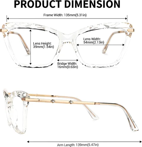 Vista 3 de Zeelool Juliet VFP0270 - Lentes de bloqueo de luz azul ojo de gato de cristal para mujer