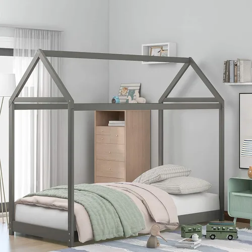 Vista 8 de Bastidor para cama tamaño Twin, con techo y cerca, no incluye box spring